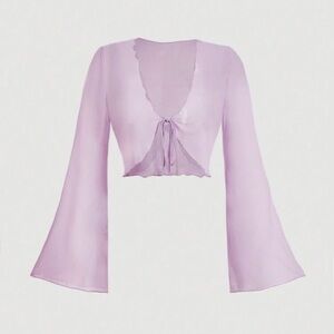 SHEIN Lavender Sheer Crop Top